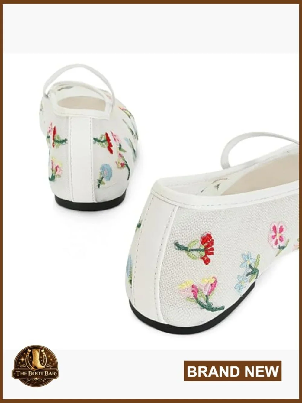 Embroidered Mesh Ballet Flats Mary Jane Pull-On Cushioned Flats for Women